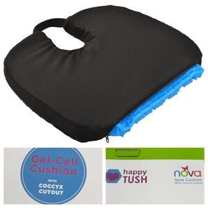 Nova Happy Tush Seat Cushion with Coccyx Cutout Gel Cell Car Office Chair Travel